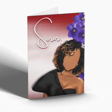 Load image into Gallery viewer, Soror, Violets and Pearls Note Card
